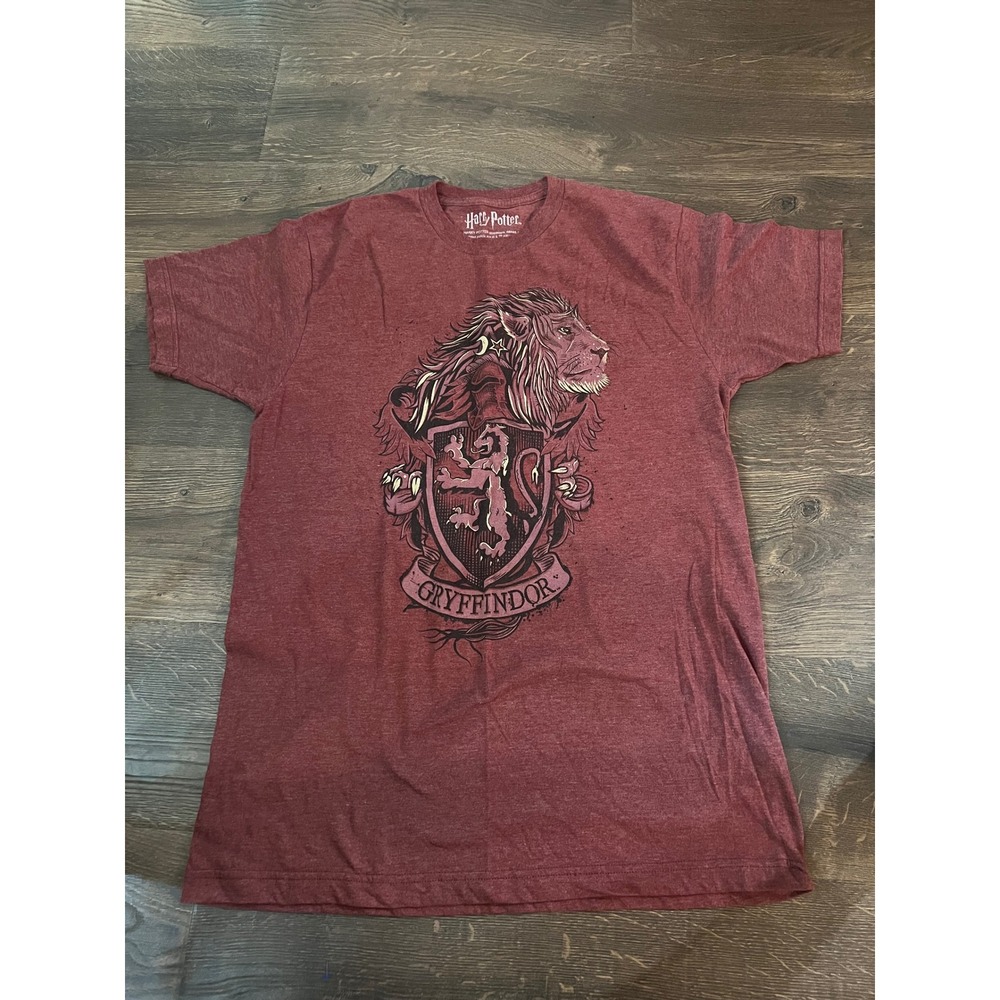 Harry Potter Gryffindor Lion Crest Graphic T-Shirt Mens Large Heather Burgundy